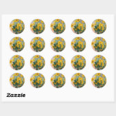 Bouquet van zonnebloemen door Monet Impressionist Ronde Sticker (Vel)