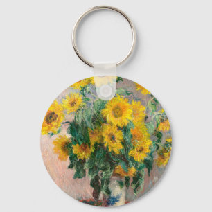 Bouquet van zonnebloemen door Monet Impressionist Sleutelhanger