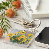 Bouquet van zonnebloemen door Monet Impressionist Sleutelhanger (Voorkant Rechts)