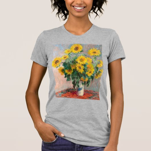 Bouquet van zonnebloemen door Monet Impressionist T-shirt (Voorkant)