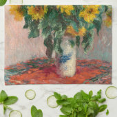 Bouquet van zonnebloemen door Monet Impressionist Theedoek (Gevouwen)