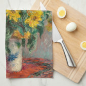 Bouquet van zonnebloemen door Monet Impressionist Theedoek (Quarter Fold)