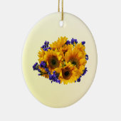 Bouquet van zonnebloemen en Paarse Statice Keramisch Ornament (Rechts)