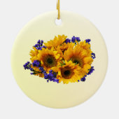 Bouquet van zonnebloemen en Paarse Statice Keramisch Ornament (Achterkant)