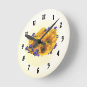 Bouquet van zonnebloemen en Paarse Statice Ronde Klok (Hoek)