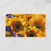 Bouquet van zonnebloemen en Paarse Statice Visitekaartje (Achterkant)