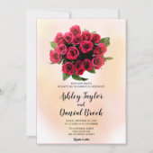 Bouquet waterverf blush red rozen florale bruiloft kaart (Voorkant)