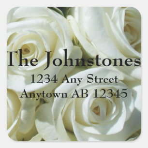 Bouquet White Roses Wedding Address Label