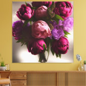 Bouquet Wine Color Peonies, Floral Canvas Afdruk (Insitu (Woonkamer))