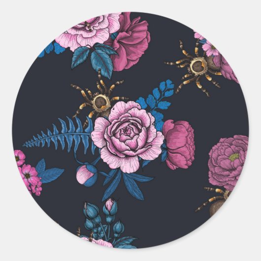 Bouquets en tarantula 2 ronde sticker (Voorkant)