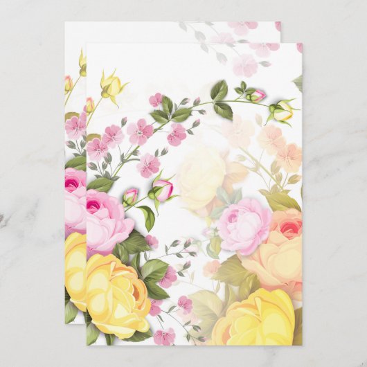 Bouquets van Rozen 4 Bedankkaart (Voorkant / Achterkant)