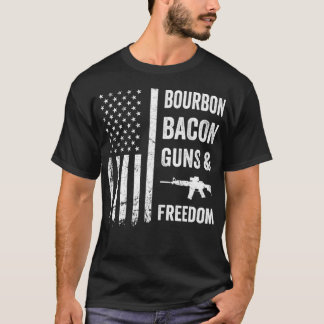 BOURBON BACON GUNS & FREEDOM BBQ Grill Drinking U T-shirt