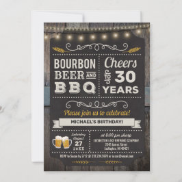 Bourbon Beer en BBQ 30th Birthday Invitation Kaart