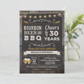 Bourbon Beer en BBQ 30th Birthday Invitation Kaart (Staand voorkant)