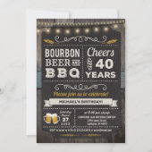 Bourbon Beer en BBQ 40th Birthday Invitation Kaart (Voorkant)