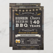 Bourbon Beer en BBQ 40th Birthday Invitation Kaart (Voorkant / Achterkant)