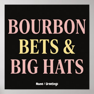 Bourbon Bets & Big Hats Retro Social Club Paard Poster