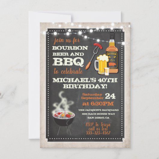 Bourbon Bier & BBQ-feest uitnodigingen (Voorkant)