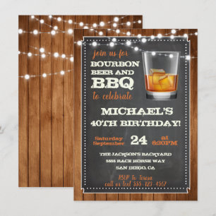 Bourbon Bier & BBQ-feestuitnodigingen Kaart