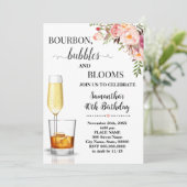 Bourbon, Bubbles & Blooms Volwassenen Verjaardag Kaart (Staand voorkant)