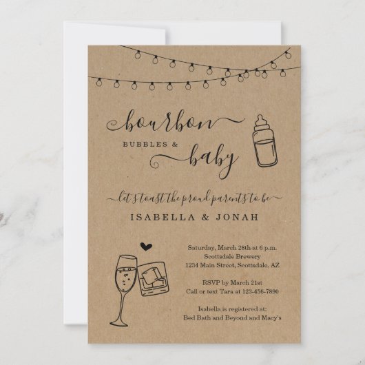 Bourbon Bubbles en Baby shower Invitation Kaart (Voorkant)