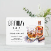 Bourbon en sigaar verjaardagsfeestje kaart (Staand voorkant)
