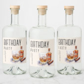 Bourbon en sigaar verjaardagsfeestje likeurfles etiket (Flessen)