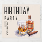 Bourbon en sigaar verjaardagsfeestje likeurfles etiket (Enkel label)