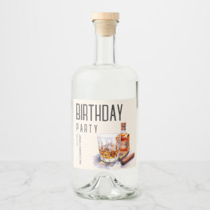 Bourbon en sigaar verjaardagsfeestje likeurfles etiket