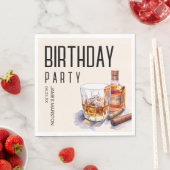 Bourbon en sigaar verjaardagsfeestje servet (Insitu)