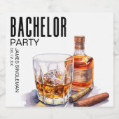 Bourbon en sigaar vrijgezellenfeest likeurfles etiket (Enkel label)