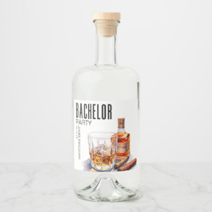 Bourbon en sigaar vrijgezellenfeest likeurfles etiket