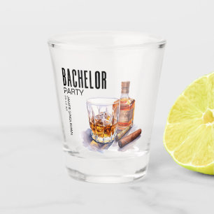 Bourbon en sigaar vrijgezellenfeest shot glas