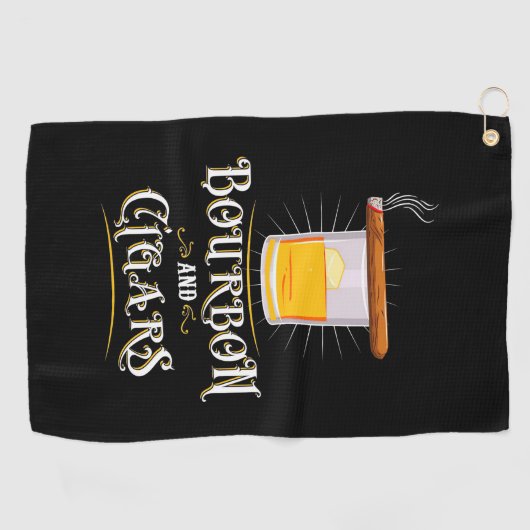 Bourbon en sigaren golfhanddoek (Horizontaal)