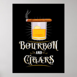 Bourbon en sigaren poster