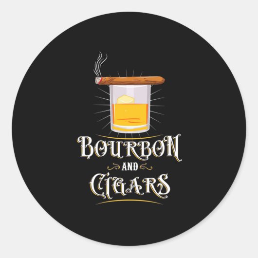 Bourbon en sigaren ronde sticker (Voorkant)