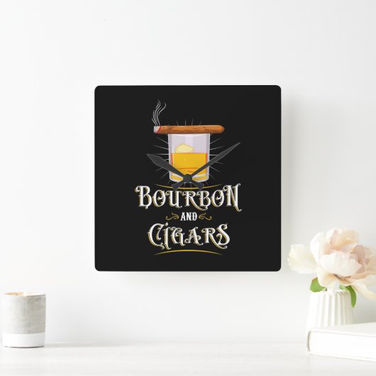 Bourbon en sigaren vierkante klok (Huis)