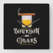 Bourbon en sigaren vierkante klok (Voorkant)