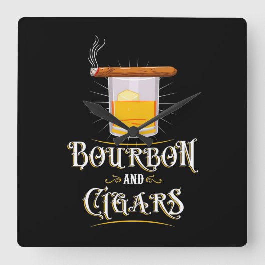 Bourbon en sigaren vierkante klok (Voorkant)