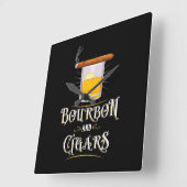 Bourbon en sigaren vierkante klok (Hoek)