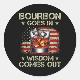 Bourbon erin, wijsheid eruit whiskey USA-vlag Ronde Sticker