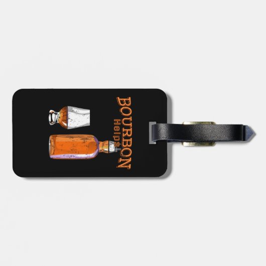 Bourbon Helps Funny Alcohol Drink Bagagelabel (Achterkant horizontaal)