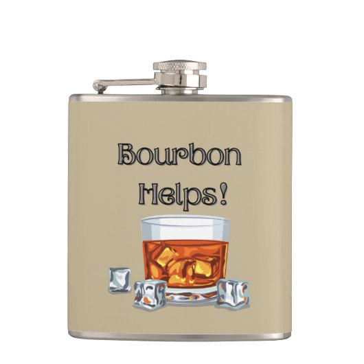Bourbon Helps. Heupfles (Voorkant)