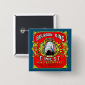 Bourbon King Finest Roasted Coffies Vierkante Button 5,1 Cm (Voorkant /achterkant)