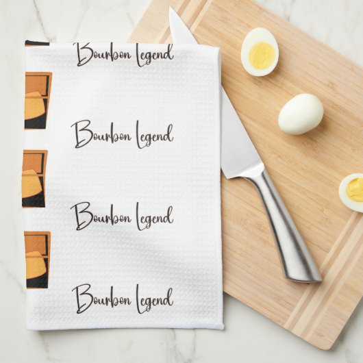 Bourbon Legend en glaasjes op white Kitchen Towel Theedoek (Quarter Fold)