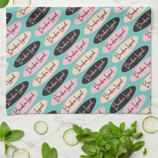 Bourbon Legend Ovals pnk/black/aqua Kitchen Towel Theedoek (Gevouwen)