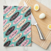 Bourbon Legend Ovals pnk/black/aqua Kitchen Towel Theedoek (Quarter Fold)