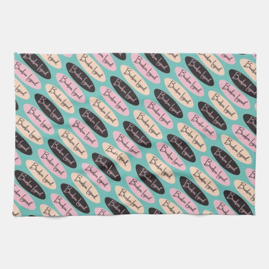 Bourbon Legend Ovals pnk/black/aqua Kitchen Towel Theedoek (Horizontaal)