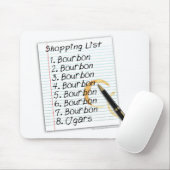 BOURBON SHOPPING LIST COCKTAIL HUMOR MUISMAT (Met muis)