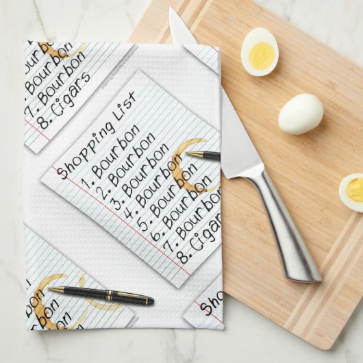 BOURBON SHOPPING LIST COCKTAIL HUMOR THEEDOEK (Quarter Fold)